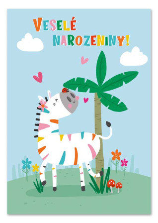 detail Ditipo Hrací přání VESELÉ NAROZENINY Zebra / Míša Růžičková