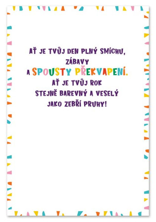 detail Ditipo Hrací přání VESELÉ NAROZENINY Zebra / Míša Růžičková