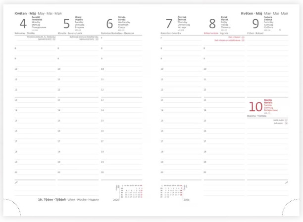 detail Náhradní náplň pro koženkové diáře Flip A5 2026 - Týdenní kalendárium