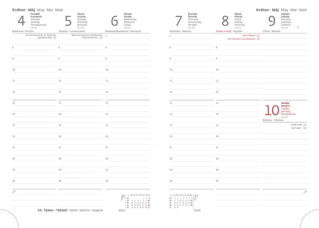 detail Helma 365 Týdenní diář A5 2026 Vario - Wildflowers s gumičkou