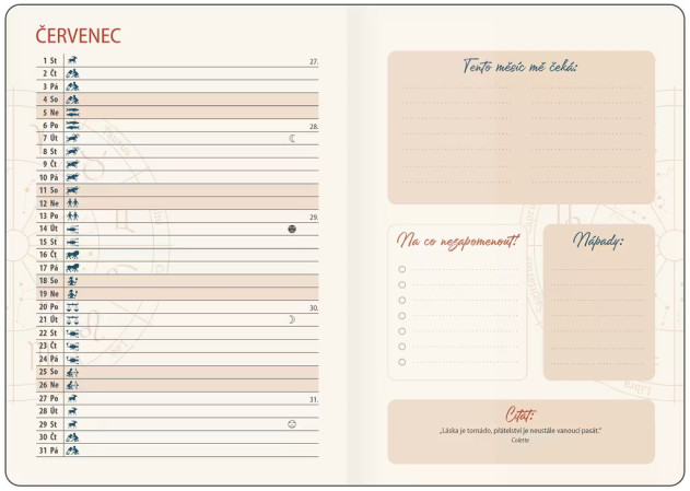 detail Helma 365 Týdenní diář B6 2026 Lunární - Dream s gumičkou