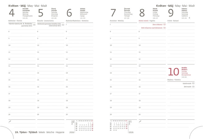 detail Helma 365 Týdenní diář B6 2026 - Print Pop růžový s gumičkou