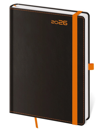 detail Helma 365 Týdenní diář B6 2026 - Black Orange s poutkem