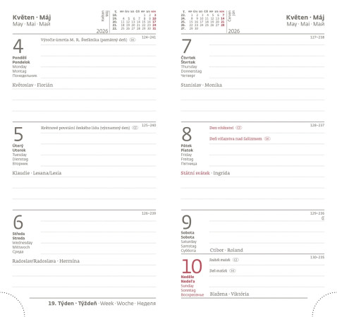 detail Helma 365 Týdenní kapesní diář 2026 - Gommato tyrkysový s gumičkou