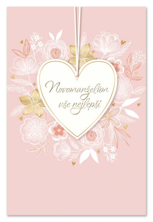 detail Ditipo Blahopřání K - Novomanželům vše nejlepší (srdce s květy)