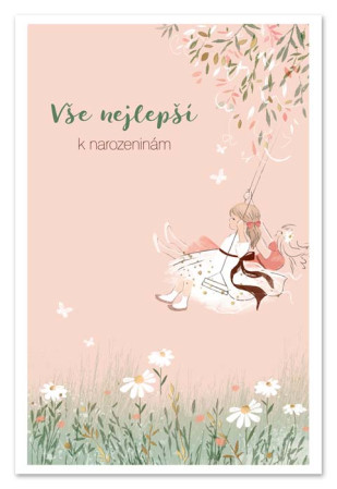detail Ditipo Blahopřání HK - Vše nejlepší k narozeninám (holčička na houpačce)