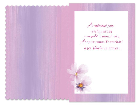 detail Ditipo Blahopřání K - Krásné narozeniny (růžové květy)