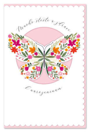 detail Ditipo Blahopřání L - Mnoho štěstí a zdraví k narozeninám (motýl)