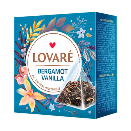 detail LOVARÉ 15 pyramidek BERGAMOT & VANILLA, černý čaj