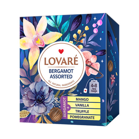 detail LOVARÉ 4x 8 čajových sáčků BERGAMOT ASSORTED, černý čaj v mixu
