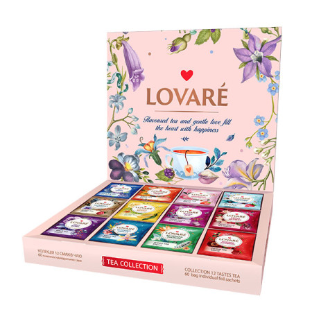 detail LOVARÉ 60 čajových sáčků - FLOWERS & TEA béžová dárková kolekce čajů