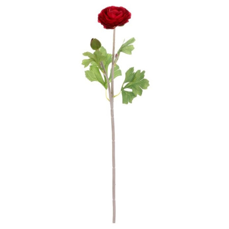 detail Autronic Ranunculus, umělý řezaný květ a poupě, tm. červený, 50cm