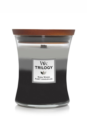 detail Vonná svíčka WoodWick Trilogy Warm Woods, střední 275 g