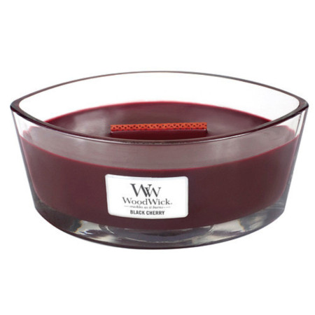 detail Vonná svíčka WoodWick BLACK CHERRY široký knot 453,6g