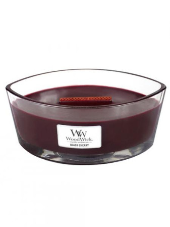 detail Vonná svíčka WoodWick BLACK CHERRY široký knot 453,6g