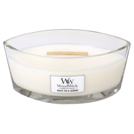 detail Vonná svíčka WoodWick WHITE TEA & JASMINE široký knot 453,6g
