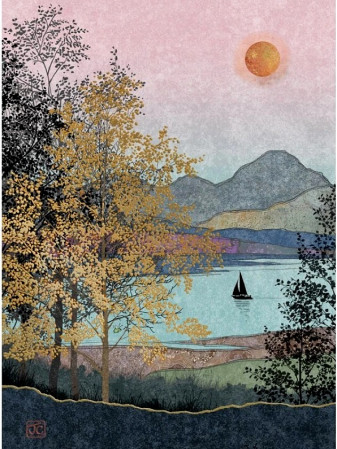 detail Luxusní přání K017 BUG ART - BOAT LAKE