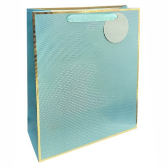 detail Autronic Dárková taška L - zlatý lem tyrkysová, 26x32x10cm