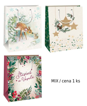 detail Ditipo Dárková taška Kraft 50 - Vánoční mix / 1ks