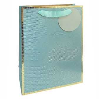 detail Autronic Dárková taška M - zlatý lem tyrkysová, 24x18x10cm