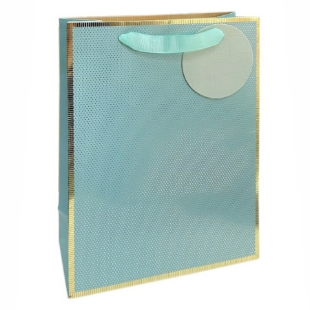 detail Autronic Dárková taška M - zlatý lem tyrkysová, 24x18x10cm