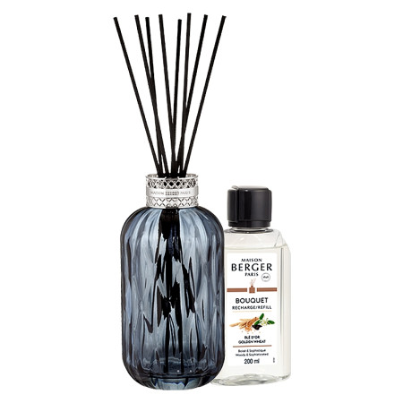 detail Maison Berger QUINTESSENCE modrý difuzér s vůní Zlatavá pšenice, 200ml