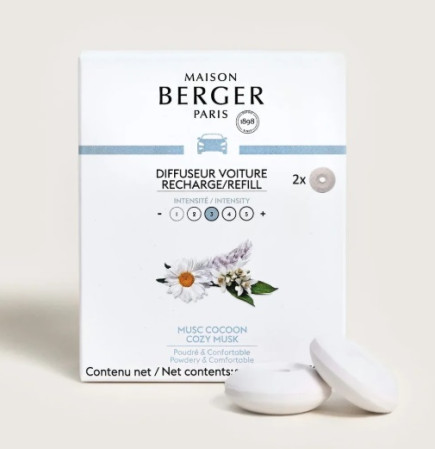 detail Maison Berger Náplň vůně do auta COSY MUSK, 2ks