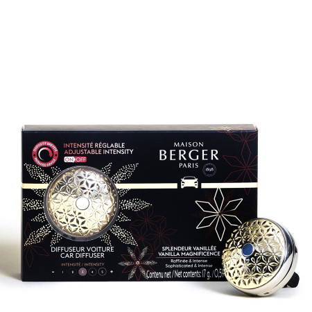 detail Maison Berger Pomelis VANILLA MAGNIFICENCE, vůně a clip do auta