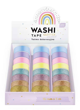 detail Ditipo WASHI páska Glitter-pastel 15mm x 5m, MIX motivů / 1ks