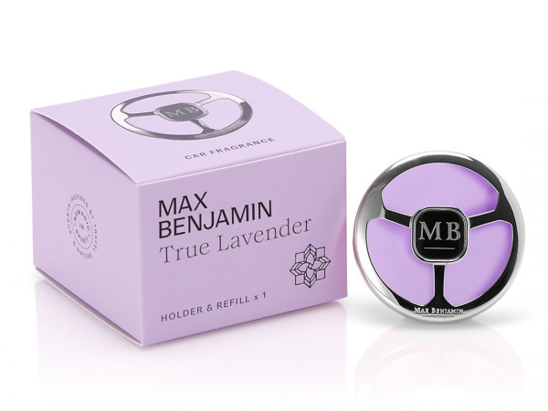 detail Max Benjamin Vůně do auta TRUE LAVENDER, clip + náplň