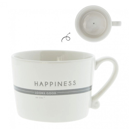 detail Bastion Collections Hrnek HAPPINESS LOOKS GOOD in grey, 300ml