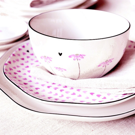 detail Bastion Collections Miska Bowl M Watercolour Rose Flower, 14 x 7 cm