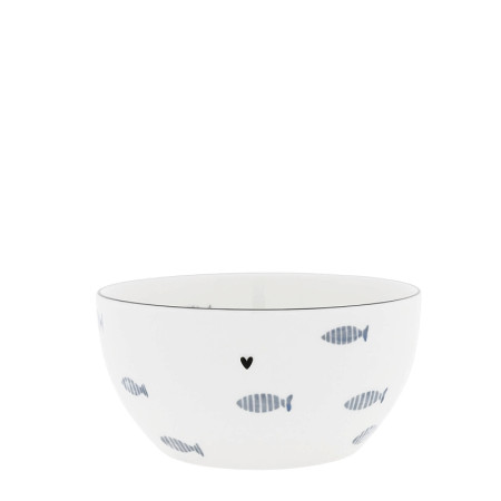 detail Bastion Collections Miska Bowl Watercolour Blue Fish in IB, 14,5x7cm