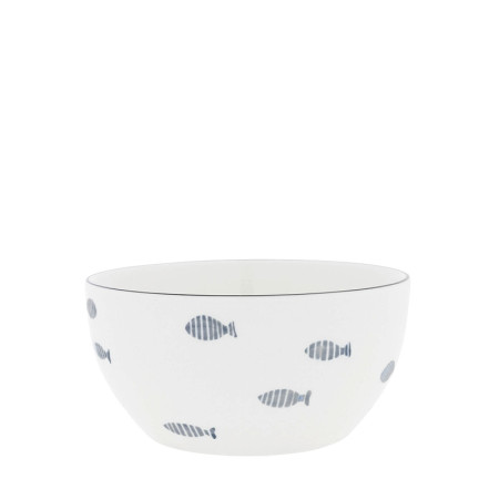 detail Bastion Collections Miska Bowl Watercolour Blue Fish in IB, 14,5x7cm