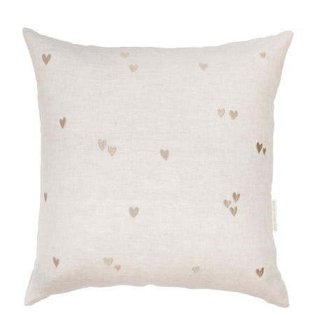 detail Bastion Collections Povlak na polštář 60x60cm NATUREL Hearts Nat 100% linen