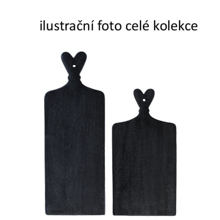 detail Bastion Collections TRAY BLACK HEART široké prkénko, 44,5x22,5x2,3cm