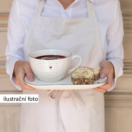 detail Bastion Collections OVAL PLATE white with heart in grey, 15x26cm