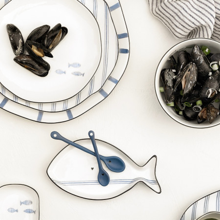 detail Bastion Collections Talířek DESSERT Iris Blue Fishes in IB, 19cm