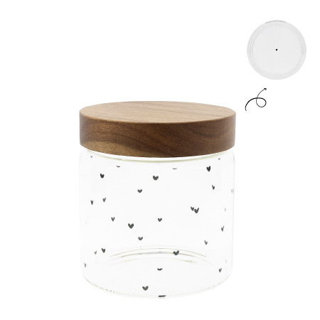 detail Bastion Collections JARS S - Hearts, dóza sklo, dřevěné víko, 13x12cm