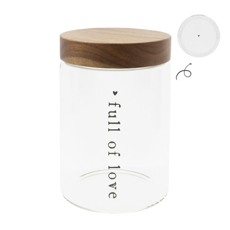 detail Bastion Collections JARS L - Full of Love, dóza sklo, dřevěné víčko, 12x18cm