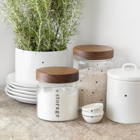 detail Bastion Collections JARS L - Hearts, dóza sklo, dřevěné víko, 12x18cm