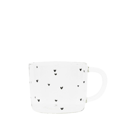 detail Bastion Collections Tumbler Tea M, heart all over, sklo, skleněný hrneček