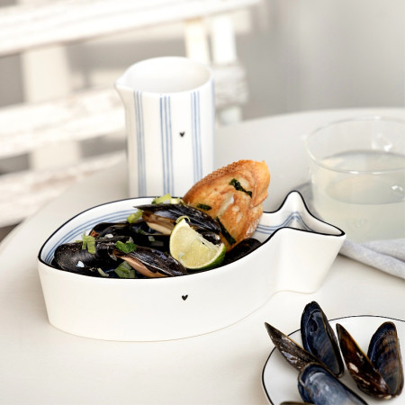 detail Bastion Collections Konvička Milk Jug White/Blue Small Stripes, 6x10 cm