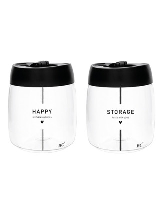 detail Bastion Collections 2x Dóza střední s pantem HAPPY STORAGE in black, 11x13cm