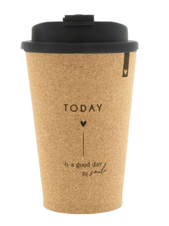 detail Bastion Collections Hrnek Coffee ToGo TODAY is good day to smile, 9x14,5cm