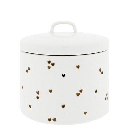 detail Bastion Collections Dóza JAR large whith brown hearts, 12x16,5cm