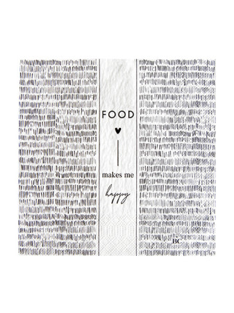 detail Bastion Collections Papírové ubrousky FOOD makes me happy, 16,5x16,5cm, 20ks