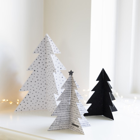 detail Bastion Collections Xmas TREE - ČÁRKY, set 3 stromků, (25,20a15cm)