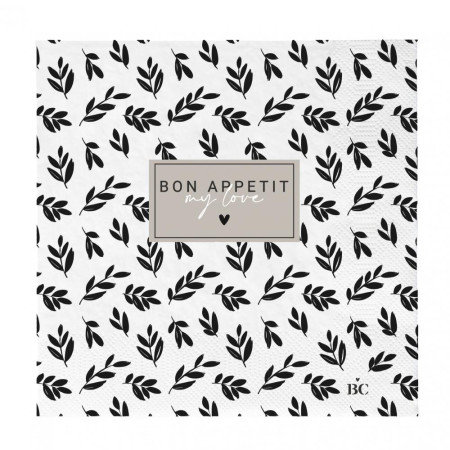detail Bastion Collections Papírové ubrousky LEAFS BON APPETIT, 16,5x16,5cm