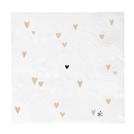 detail Bastion Collections Papírové ubrousky L - Hearts natural, 20ks
